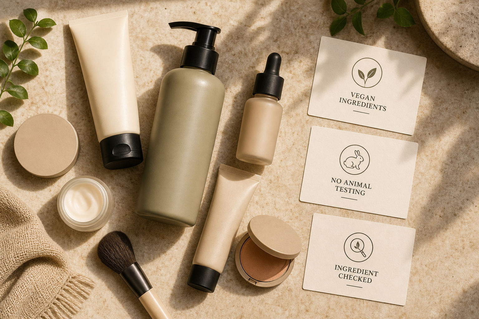 Label-free personal-care products with separate vegan and ingredient-check cards