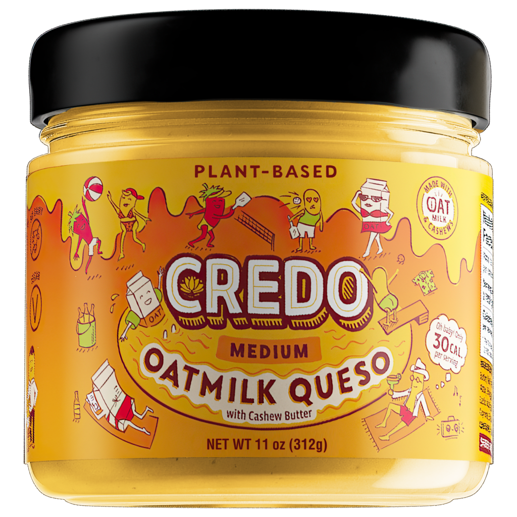 Jar of Credo Oat Milk Queso Medium.