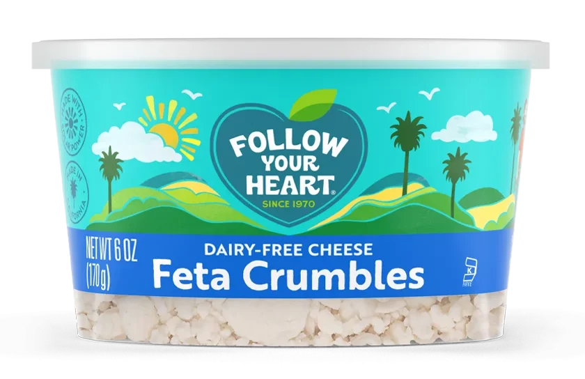Follow Your Heart Dairy Free Feta-Style Crumbles package.