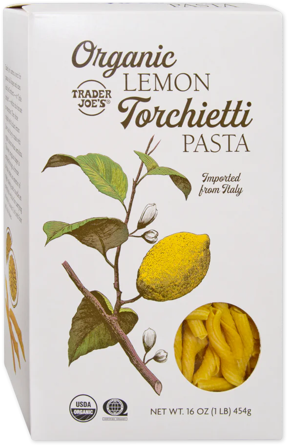Trader Joe's Organic Lemon Torchietti Pasta box.
