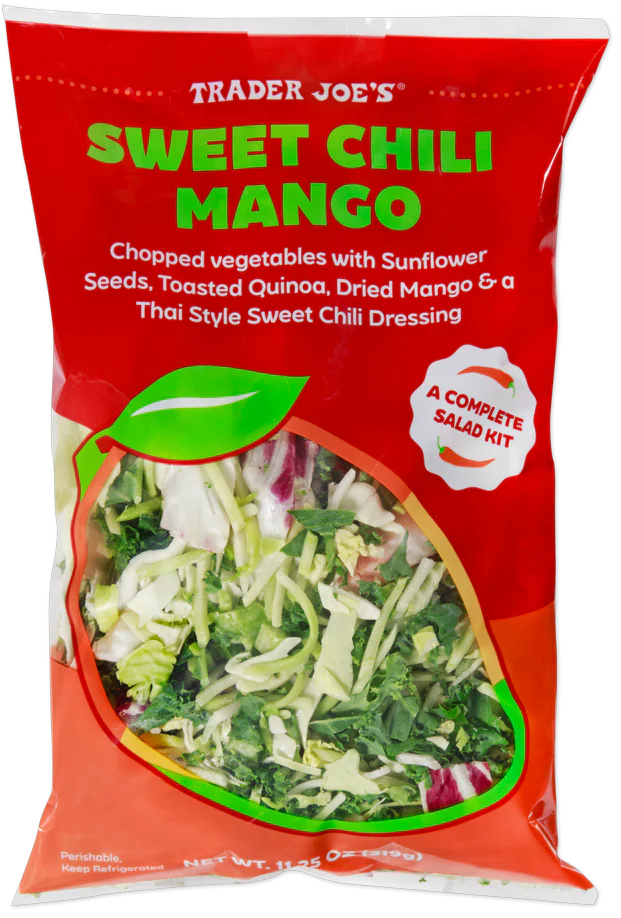 Trader Joe's Sweet Chili Mango Complete Salad Kit bag.