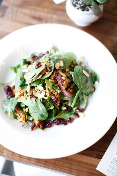 A Floret salad served at an airport vegetarian restaurant.