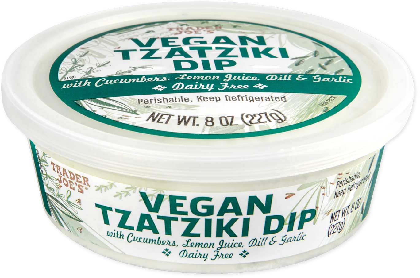 Trader Joe's Vegan Tzatziki Dip tub.