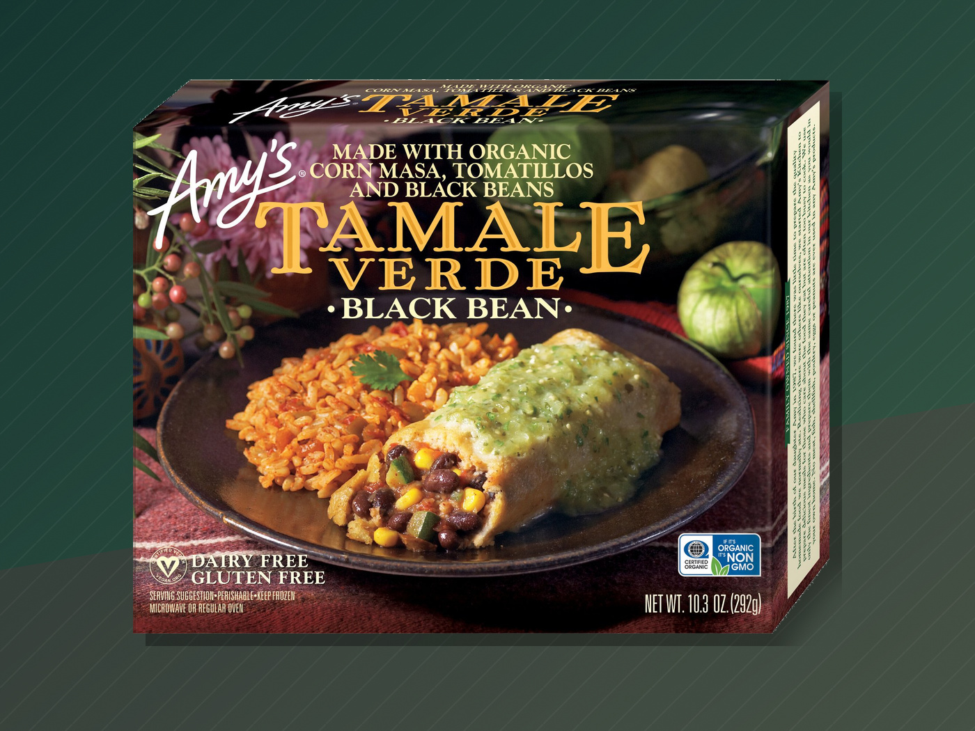 Amy's Black Bean Tamale Verde package.