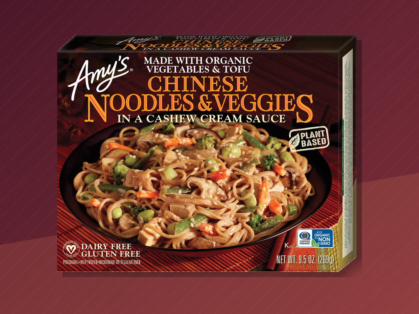 Amy's Chinese Noodles & Veggies in Cashew Cream Sauce package.