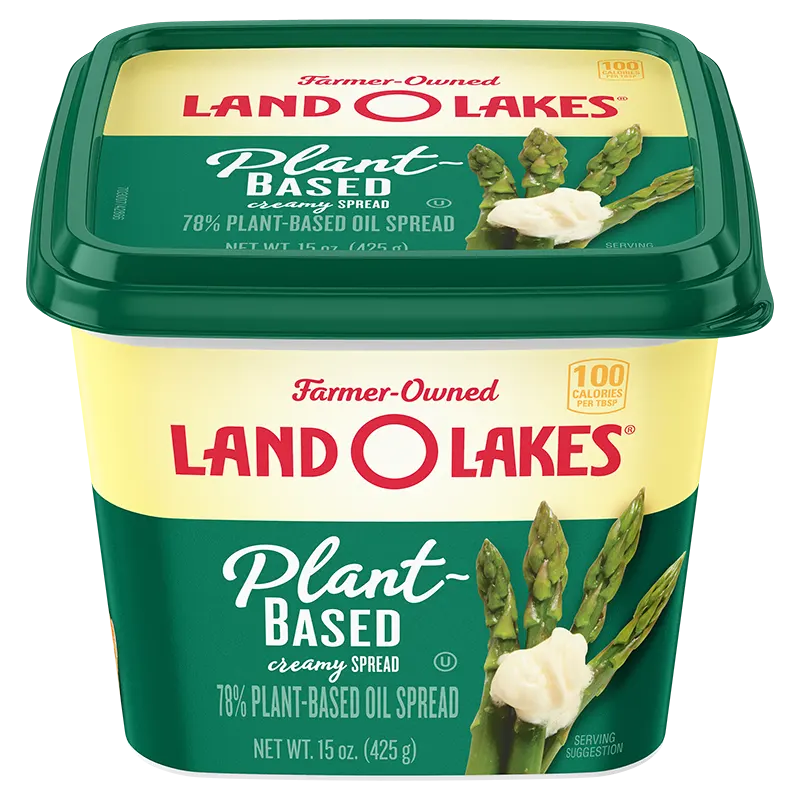 Land O Lakes Plant-Based Creamy Spread, 15-ounce green tub.